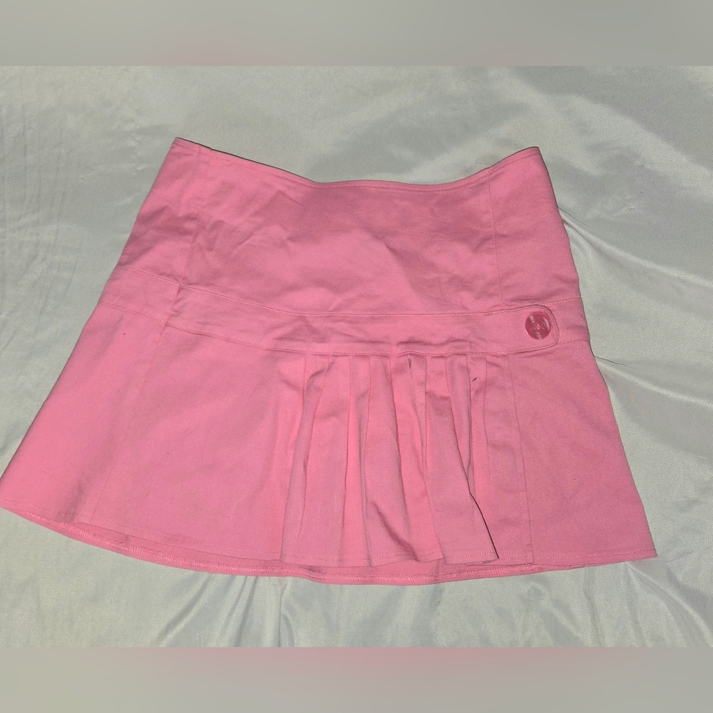 Bisou Bisou Women's Pink Pleated Mini Skirt Tennis School Girl Preppy